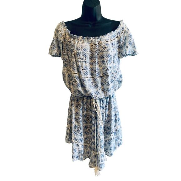 Bohome Womens Romper size 1X blue white 40W 50Ch 50 hip - Picture 8 of 8